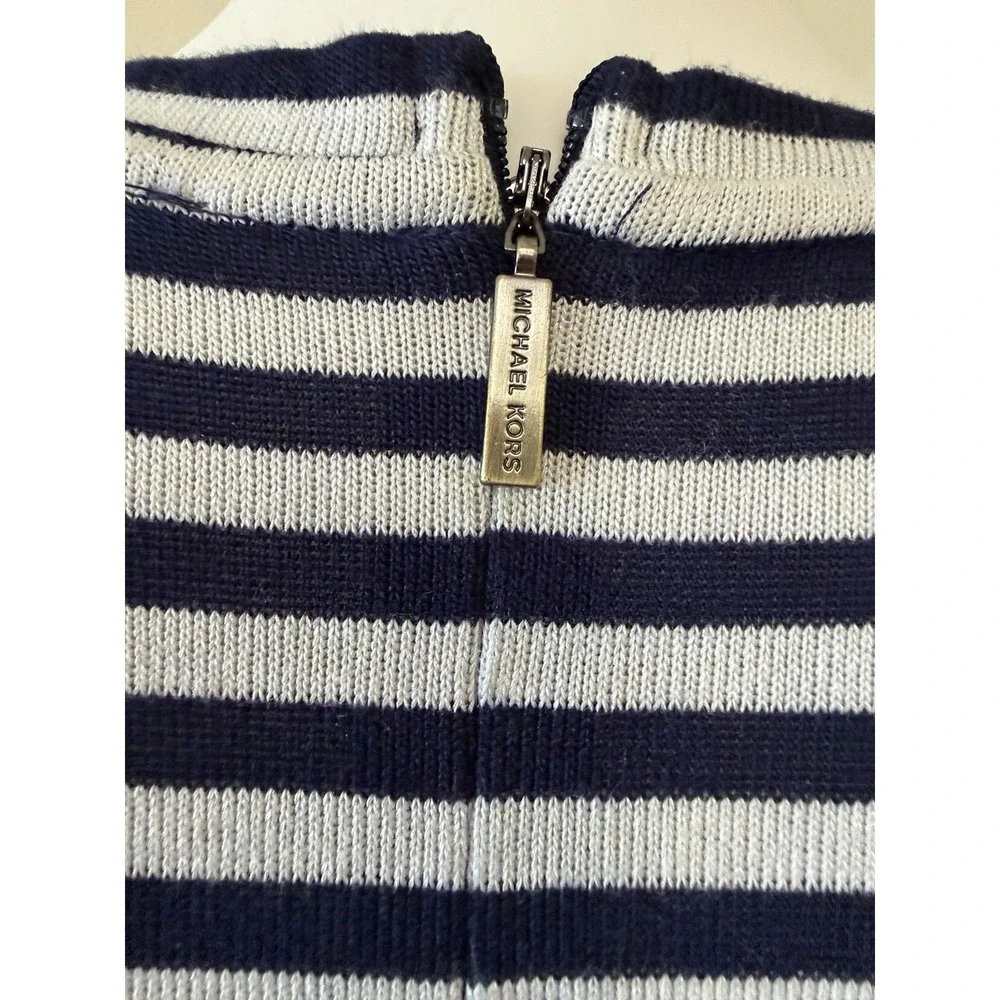Michael Kors Knit A-Line Dress Striped‎ Sleeveless Zip Black White Size XS